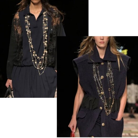 CURATED bundle lot of 2 necklaces gold tone catwalk runway inspired-statement - Picture 4 of 5